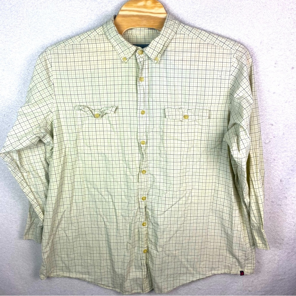 WOOLRICH Shirt Mens 3XLT Yellow Flannel Plaid Long Sleeve‎ Button up Yellow FLAW
